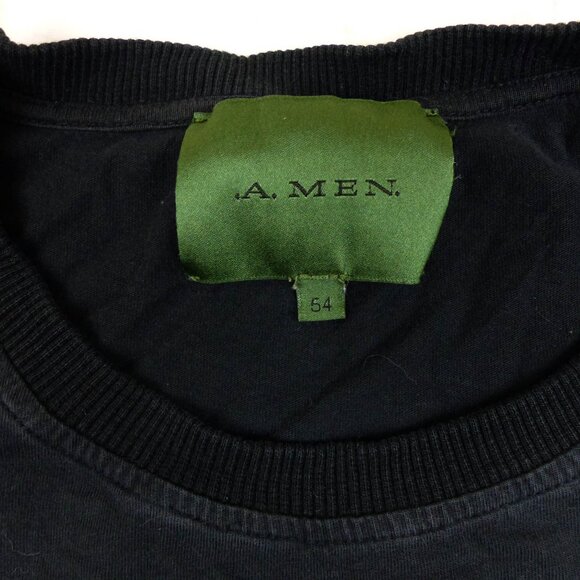 AMEN by Jato Mens T Shirt Black Size 54 Italy US L Rose Embroidered Rock Y2K - Picture 7 of 12